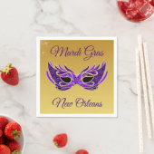 Serviette En Papier Mardi Gras New Orleans Masque sur or (En situation)