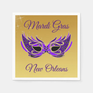 Serviette En Papier Mardi Gras New Orleans Masque sur or