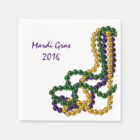 Serviette En Papier Mardi Gras Party Purple Gold et Green (Devant)