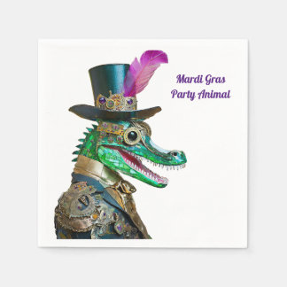 Serviette En Papier Mardi Gras Steampunk Party Animal Alligator