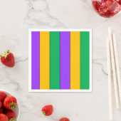 Serviette En Papier Mardi Gras Stripes Motif violet vert jaune (En situation)