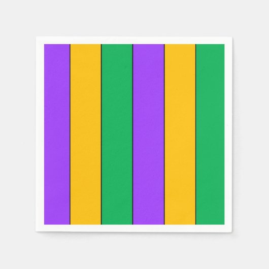Serviette En Papier Mardi Gras Stripes Motif violet vert jaune (Devant)