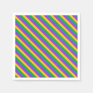 Serviette En Papier Mardi Gras Stripes Motif violet vert jaune