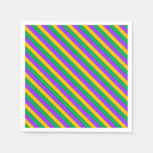 Serviette En Papier Mardi Gras Stripes Motif violet vert jaune (Devant)