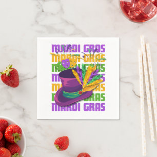 Serviette En Papier MARDI GRAS Top Hat Feathers