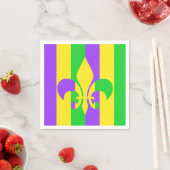 Serviette En Papier Mardi gras vert Yellow Purple Fleur-de-lis (En situation)
