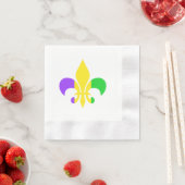 Serviette En Papier Mardi gras vert Yellow Purple Fleur-de-lis (En situation)