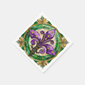 Serviette En Papier Mardi Gras Vitrail Fleur de lis  (Coin)