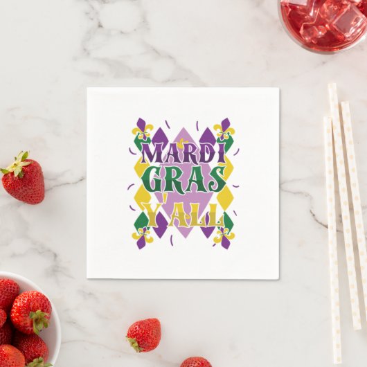 Serviette En Papier Mardi Gras Yall Street Party Carnival Cadeau (En situation)