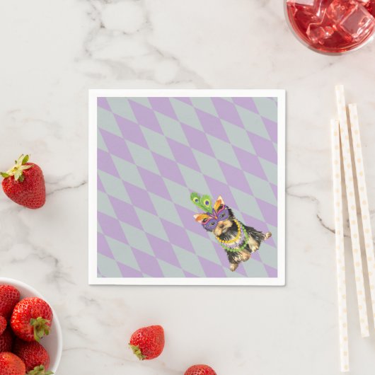 Serviette En Papier Mardi Gras Yorkie (En situation)