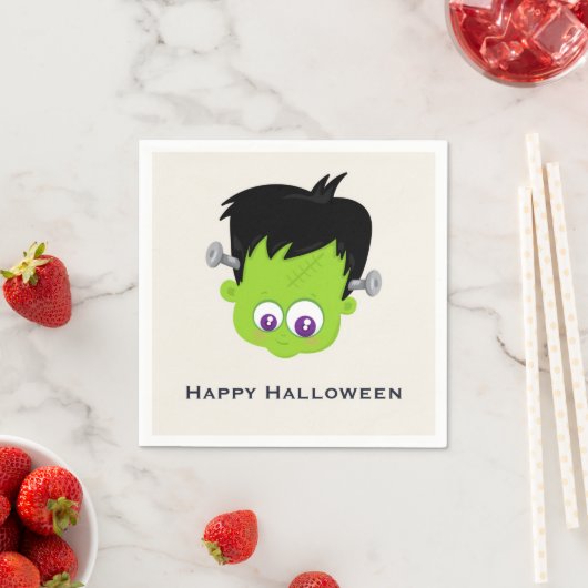Serviette En Papier Mare Green Frankenstein Monster face Halloween (En situation)