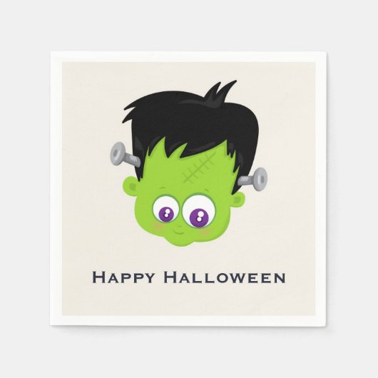 Serviette En Papier Mare Green Frankenstein Monster face Halloween (Devant)