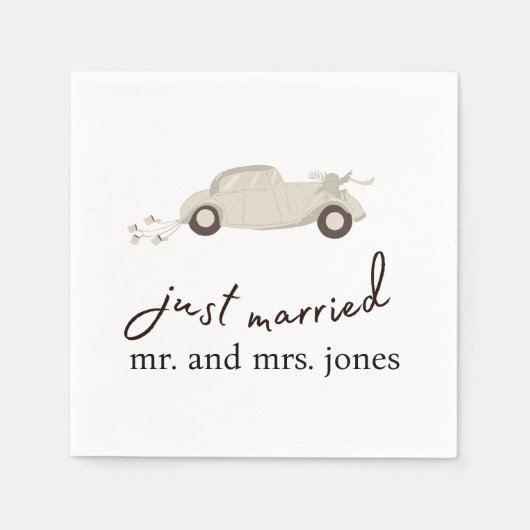 Serviette En Papier Mare Just Married Getaway Voiture (Devant)