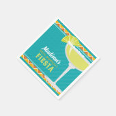 Serviette En Papier Margarita Fête Anniversaire Turquoise Orange (Coin)