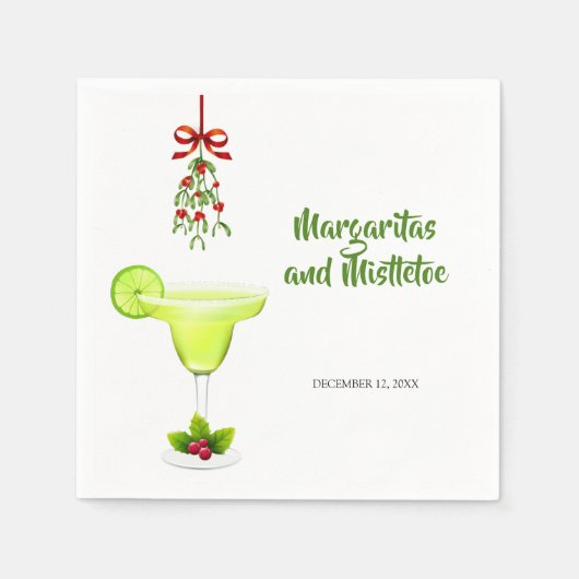 Serviette En Papier Margaritas et Mistletoe Noël (Devant)