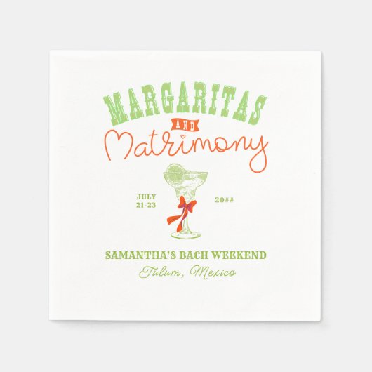 Serviette En Papier Margaritas & Mariage Tulum Bachelorette (Devant)