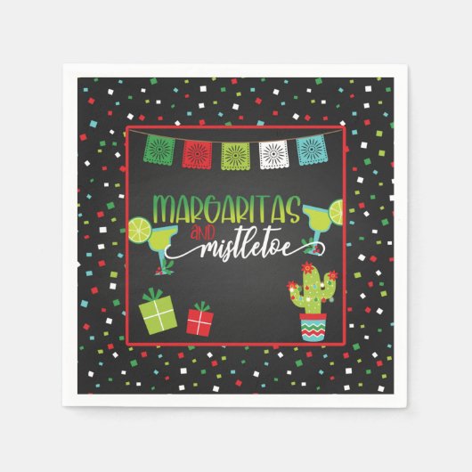 Serviette En Papier Margaritas & Mistletoe Noël Party Napkin (Devant)