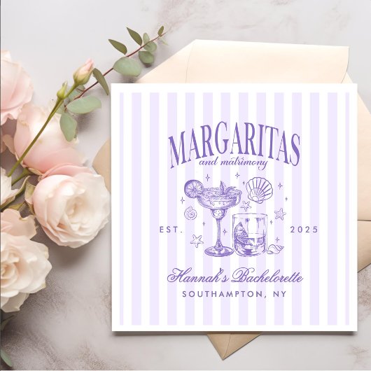 Serviette En Papier Margaritas modernes rétro et Bach strié de mariage