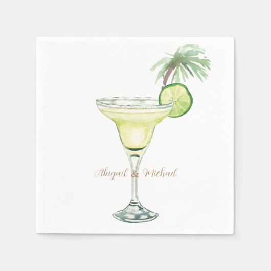 Serviette En Papier Margaritas Tropical Couple Names (Devant)
