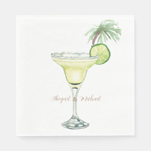 Serviette En Papier Margaritas Tropical Couple Names Déjeuner (Devant)