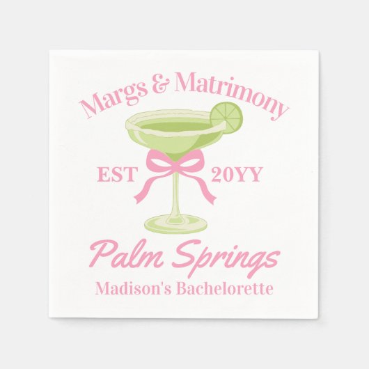 Serviette En Papier Marges et Mariage Margaritas Bachelorette Party (Devant)