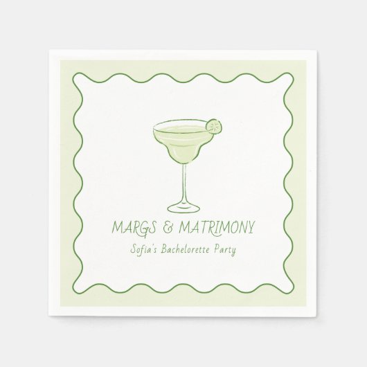 Serviette En Papier "Marges & Mariage" Fête de chaux moderne (Devant)