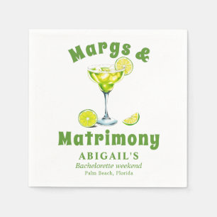 Serviette En Papier Margs & Matrimony cocktail chaux vert bachelorette