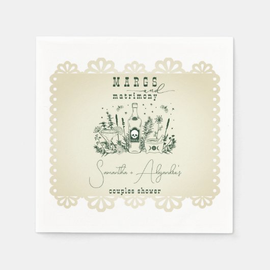Serviette En Papier Margs Matrimony Crâne Mexicaine Fiesta Couple Douc (Devant)