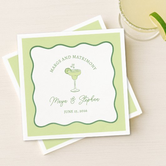 Serviette En Papier "Margs & Matrimony" Simple Lime Margarita Wedding