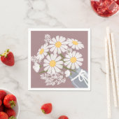 Serviette En Papier Marguerite blanche Mason Jar Bouquet Rosy Coin Bro (En situation)