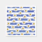 Serviette En Papier marguerite blanche sur bande bleue (Devant)