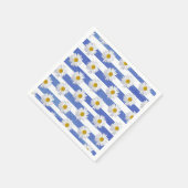 Serviette En Papier marguerite blanche sur bande bleue (Coin)