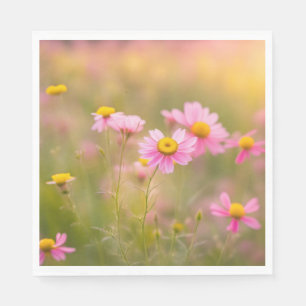 Serviette En Papier Marguerite rose