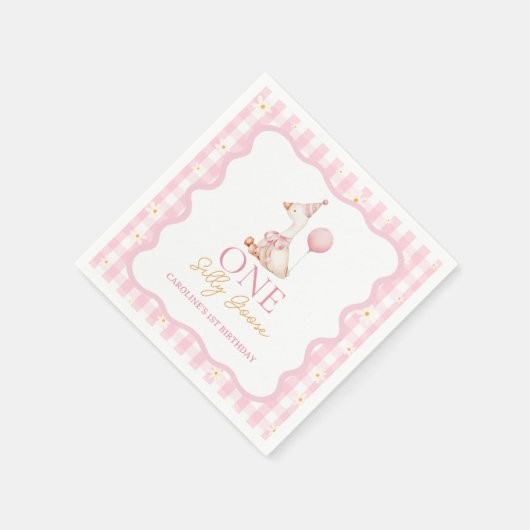 Serviette En Papier Marguerite rose En vichy serviettes d'anniversaire (Coin)
