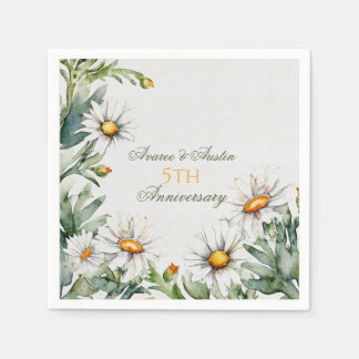 Serviette En Papier Marguerites blanches du 5e anniversaire du Mariage