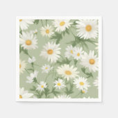 Serviette En Papier Marguerites blanches sur vert (Devant)