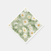 Serviette En Papier Marguerites blanches sur vert (Coin)