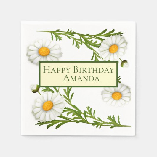 Serviette En Papier Marguerites Coupées Élégantes (Devant)