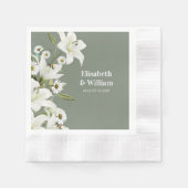 Serviette En Papier Marguerites Et Lys Blancs (Devant)