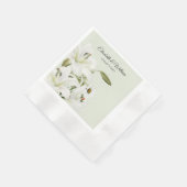 Serviette En Papier Marguerites Et Lys Blancs Fond Vert Clair (Coin)