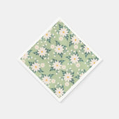 Serviette En Papier Marguerites sur l'Arrière - plan vert Pastel (Coin)