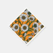 Serviette En Papier Marguerites sur orange (Coin)