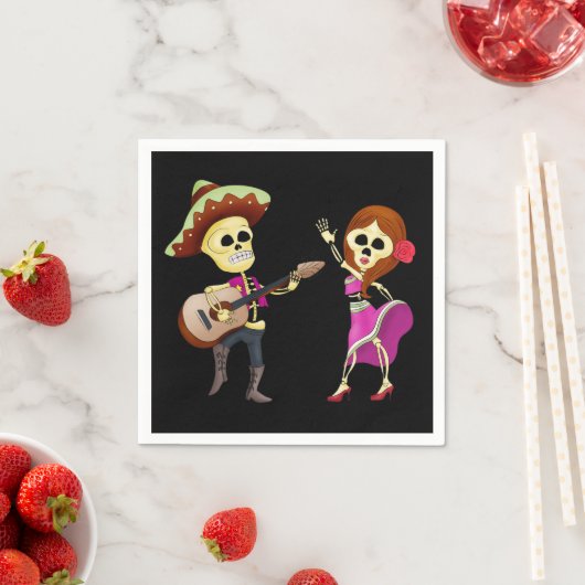 Serviette En Papier Mariachi Dancing Couple Day of Dead (En situation)