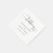Serviette En Papier Mariage à cœur noir et blanc en écriture script (Coin)