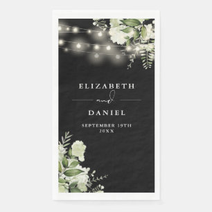 Serviette En Papier Mariage à cordes florales vertes