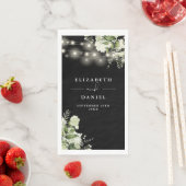 Serviette En Papier Mariage à cordes florales vertes (En situation)