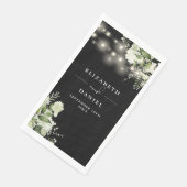 Serviette En Papier Mariage à cordes florales vertes (Coin)