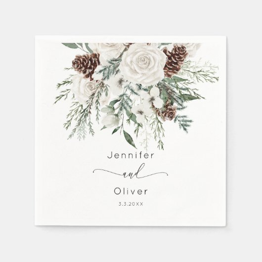 Serviette En Papier mariage à feuillage persistant (Devant)