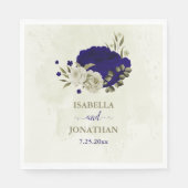 Serviette En Papier Mariage à fleurs bleu Royal (Devant)