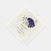 Serviette En Papier Mariage à fleurs bleu Royal (Coin)